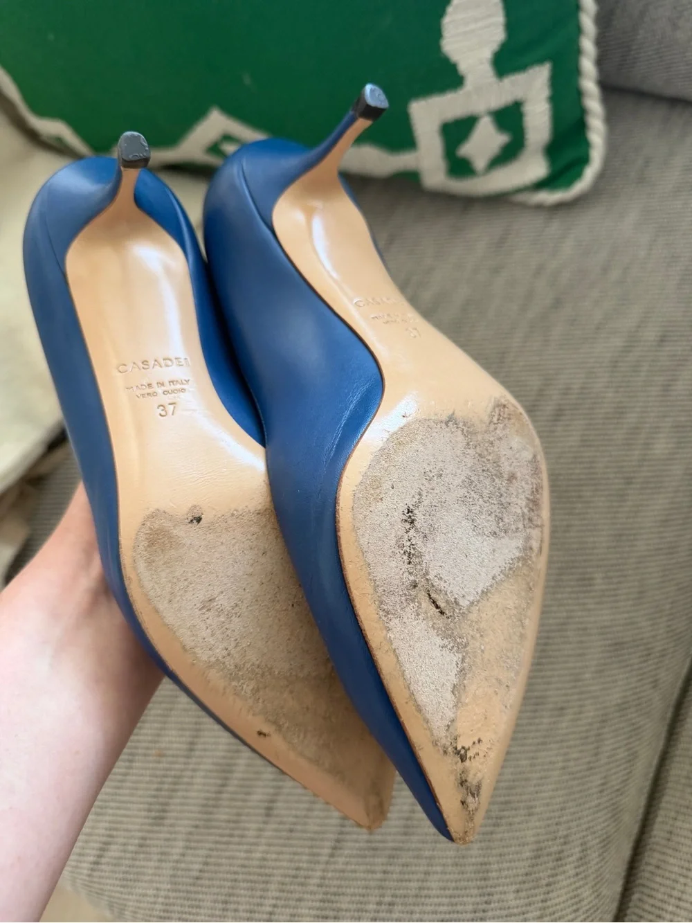 Casadei Royal Blue Pointed-Toe Leather Pumps